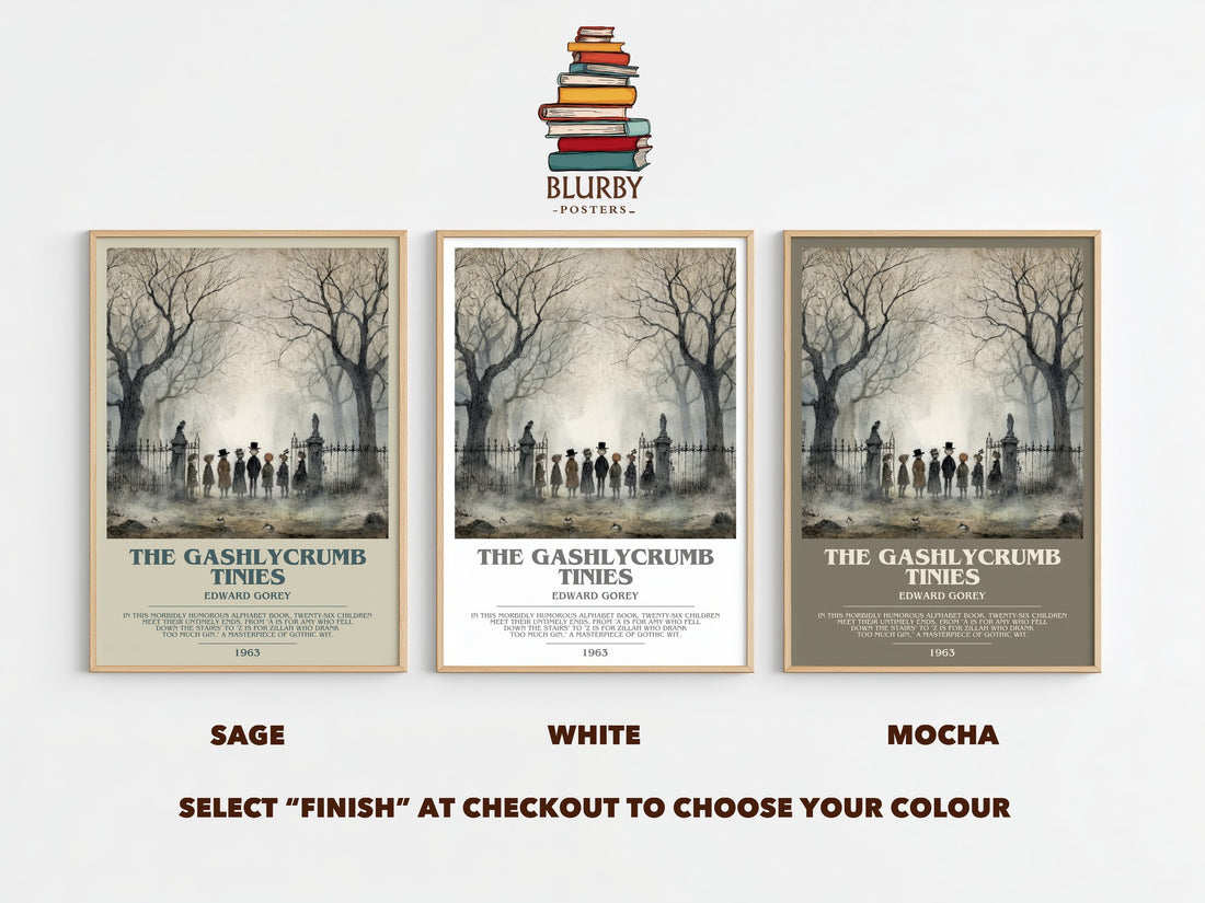 The Gashlycrumb Tinies bookish print framed by window – literary home decor