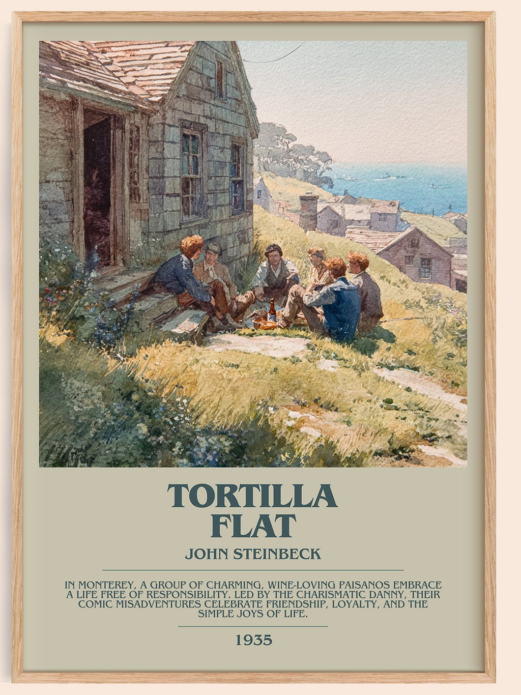 Tortilla Flat bookish book poster by John Steinbeck – framed literary art print