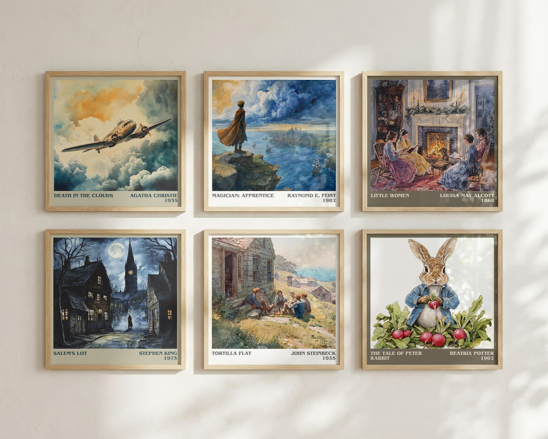 Tortilla Flat Literary Art Print by John Steinbeck – square print in a six-frame gallery wall