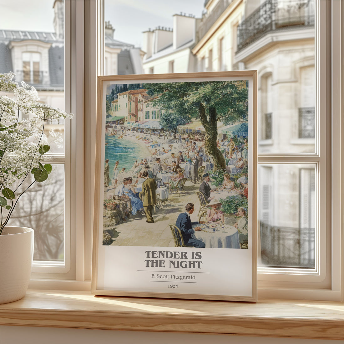 Tender Is the Night Book Cover Poster by F. Scott Fitzgerald – framed print by a bright window
