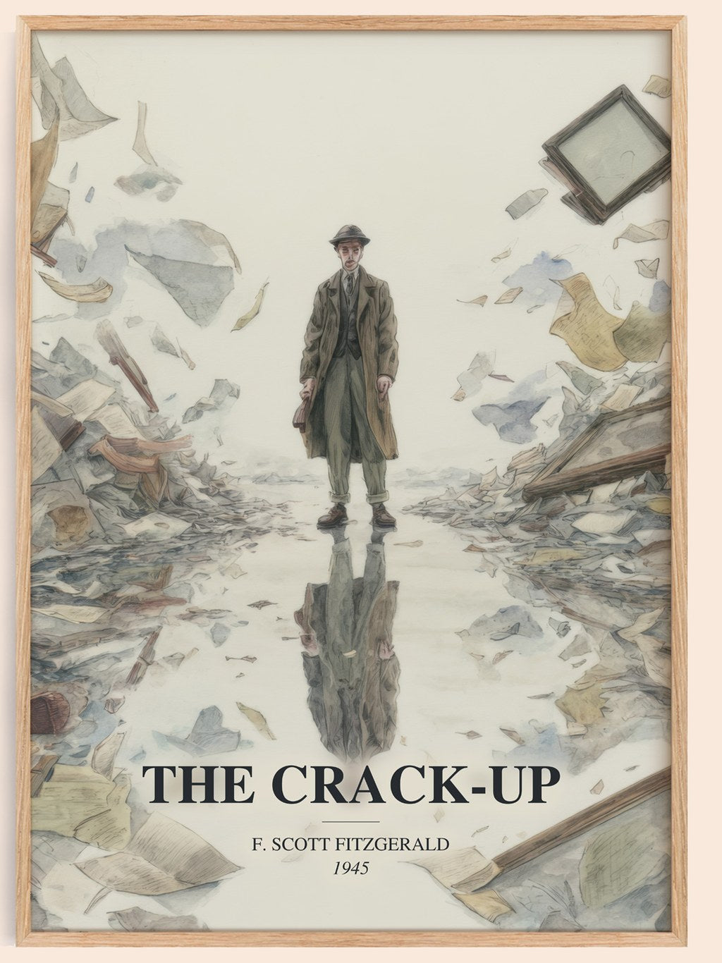 The Crack-Up watercolour book poster by F. Scott Fitzgerald – framed literary art print