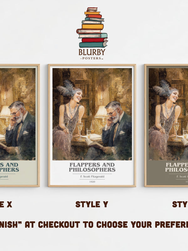 Flappers And Philosophers book cover print in frame leaning in hallway – classic literature wall art