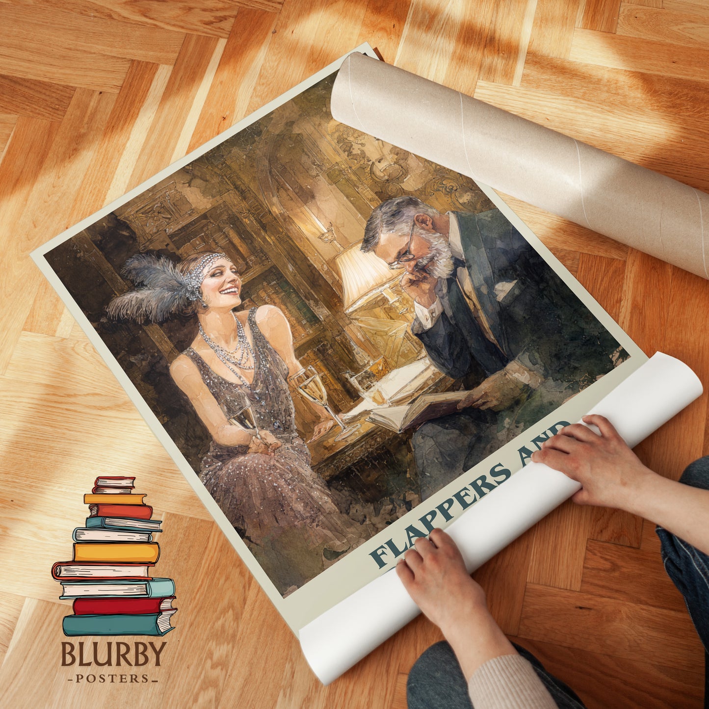 Flappers And Philosophers book cover print on bookshelf – F. Scott Fitzgerald fan gift
