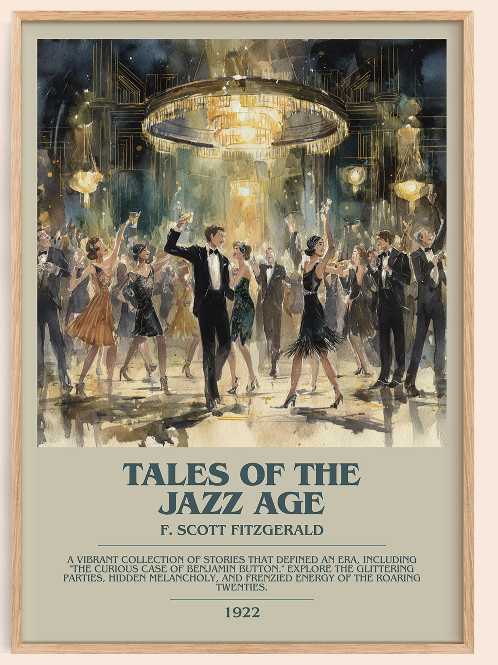 Tales from the Jazz Age bookish book poster by F. Scott Fitzgerald – framed literary art print