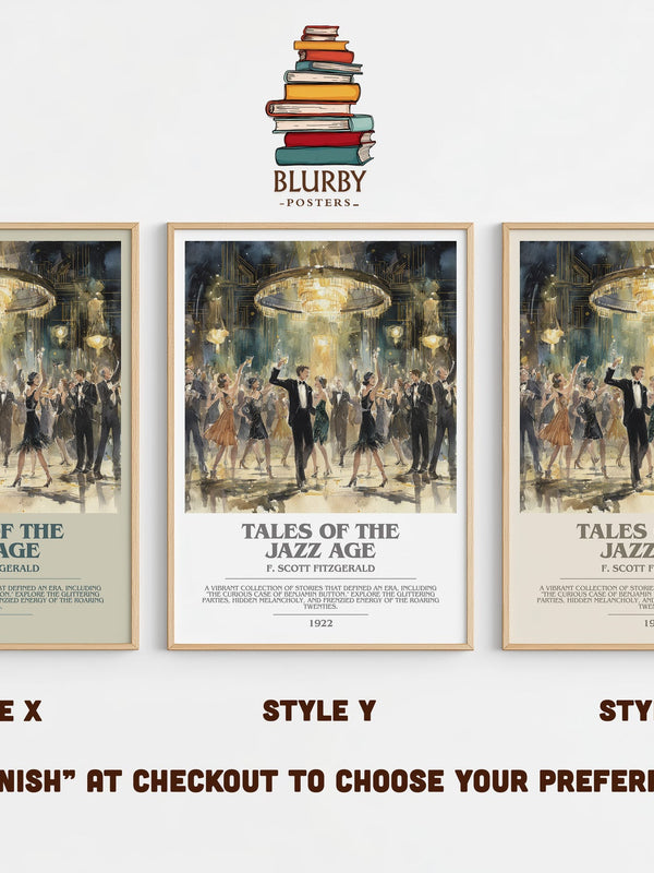 Tales from the Jazz Age bookish print in frame leaning in hallway – satire wall art