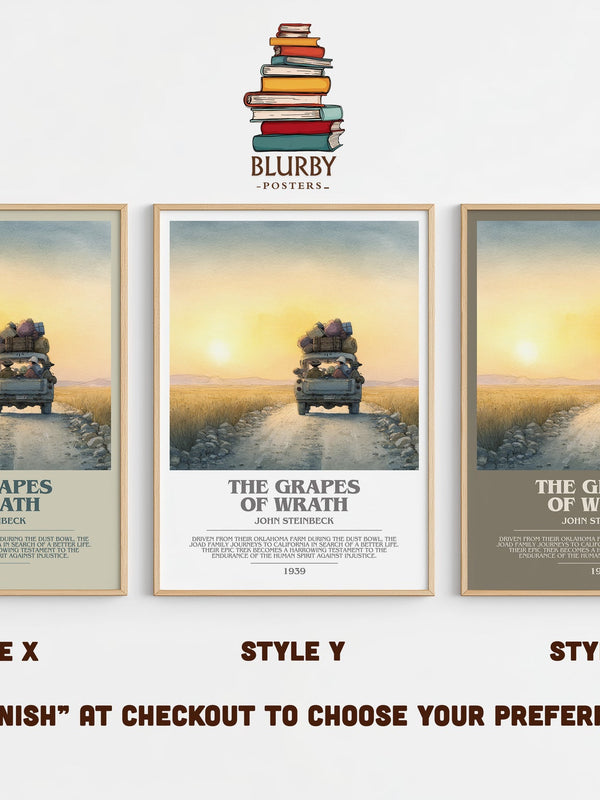 The Grapes of Wrath bookish print in frame leaning in hallway – classic literature wall art