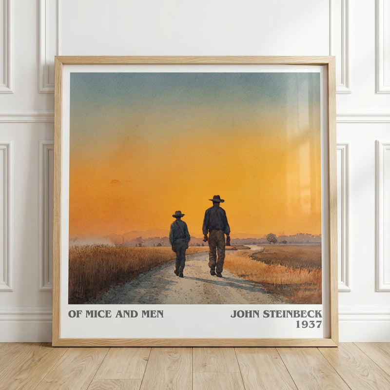 Of Mice and Men literary print in frame leaning in hallway – historical fiction wall art