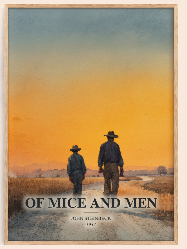 Of Mice And Men watercolour book poster by John Steinbeck – framed literary art print