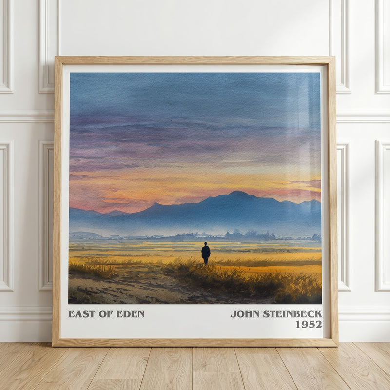 East of Eden literary print in frame leaning in hallway – classic literature wall art
