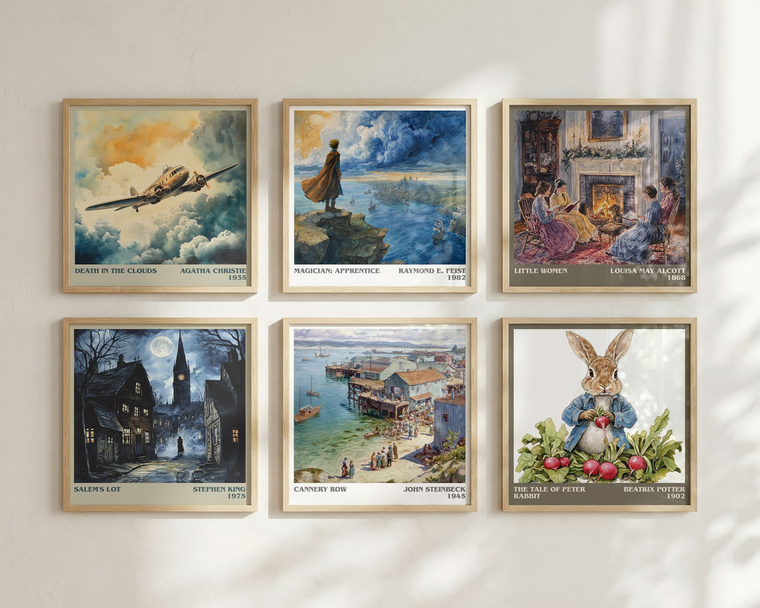 Cannery Row Literary Art Print by John Steinbeck – square print in a six-frame gallery wall