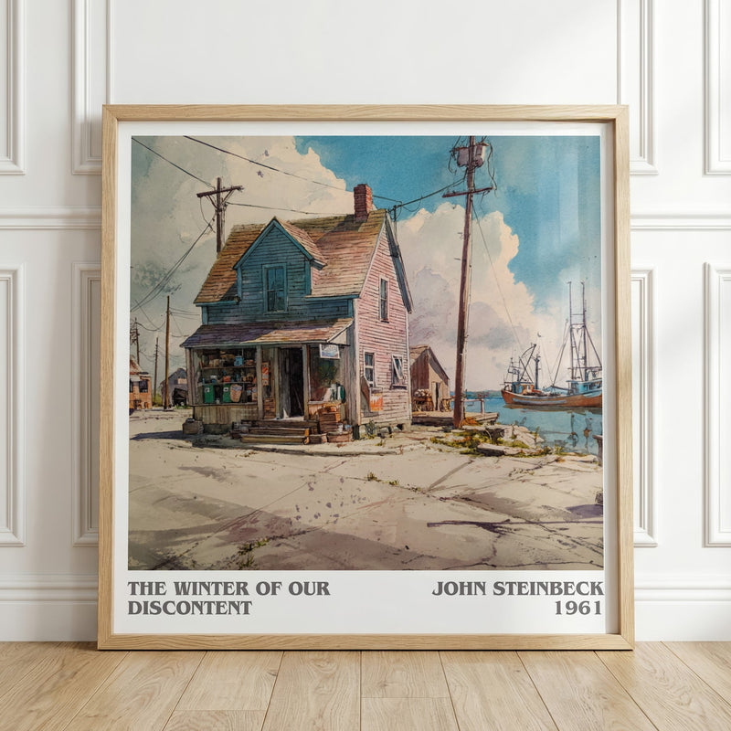 The Winter of Our Discontent literary print in frame leaning in hallway – classic literature wall art