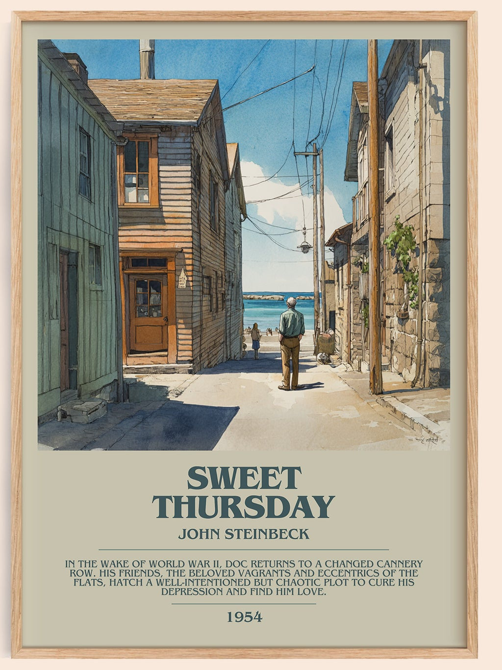 Sweet Thursday bookish book poster by John Steinbeck – framed literary art print