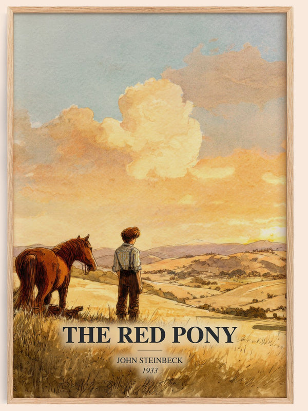 The Red Pony watercolour book poster by John Steinbeck – framed literary art print