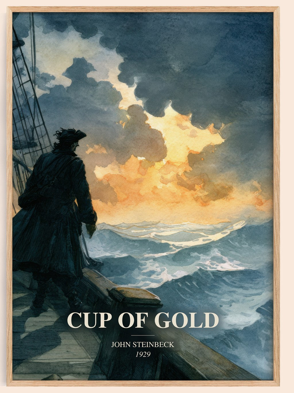 Cup Of Gold watercolour book poster by John Steinbeck – framed literary art print