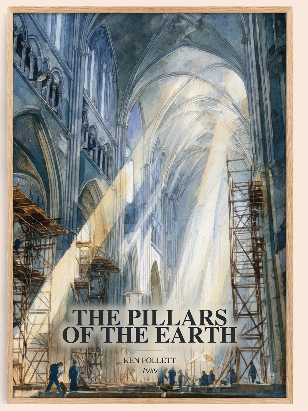The Pillars Of The Earth watercolour book poster by Ken Follett – framed literary art print