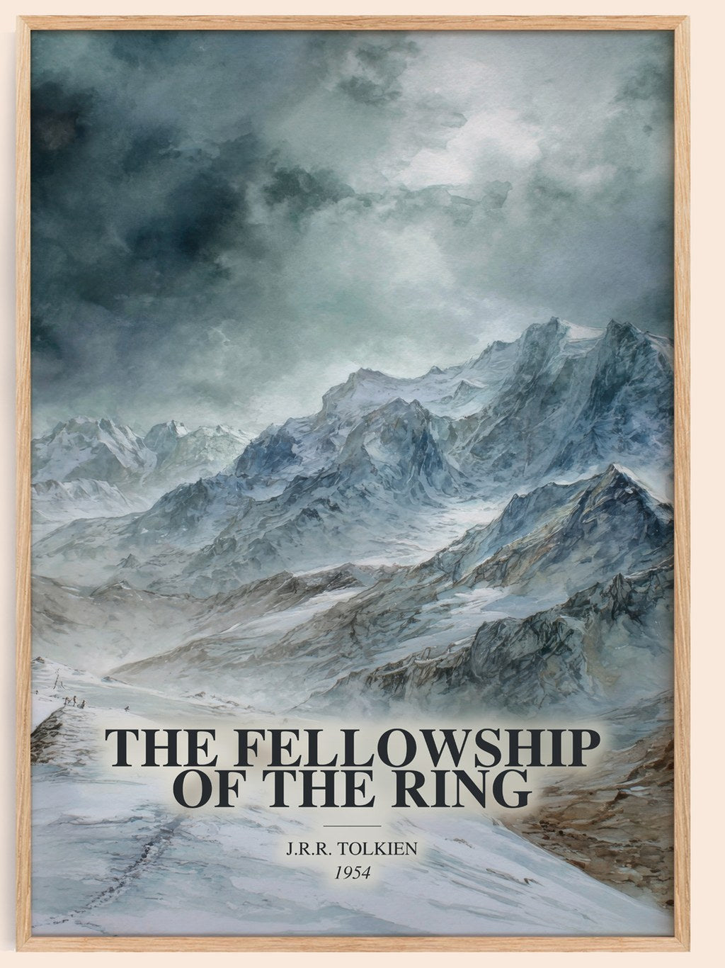 The Fellowship Of The Ring watercolour book poster by J.R.R. Tolkien – framed literary art print