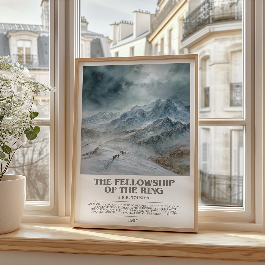 The Fellowship Of The Ring Bookish Wall Art by J.R.R. Tolkien – framed print by a bright window