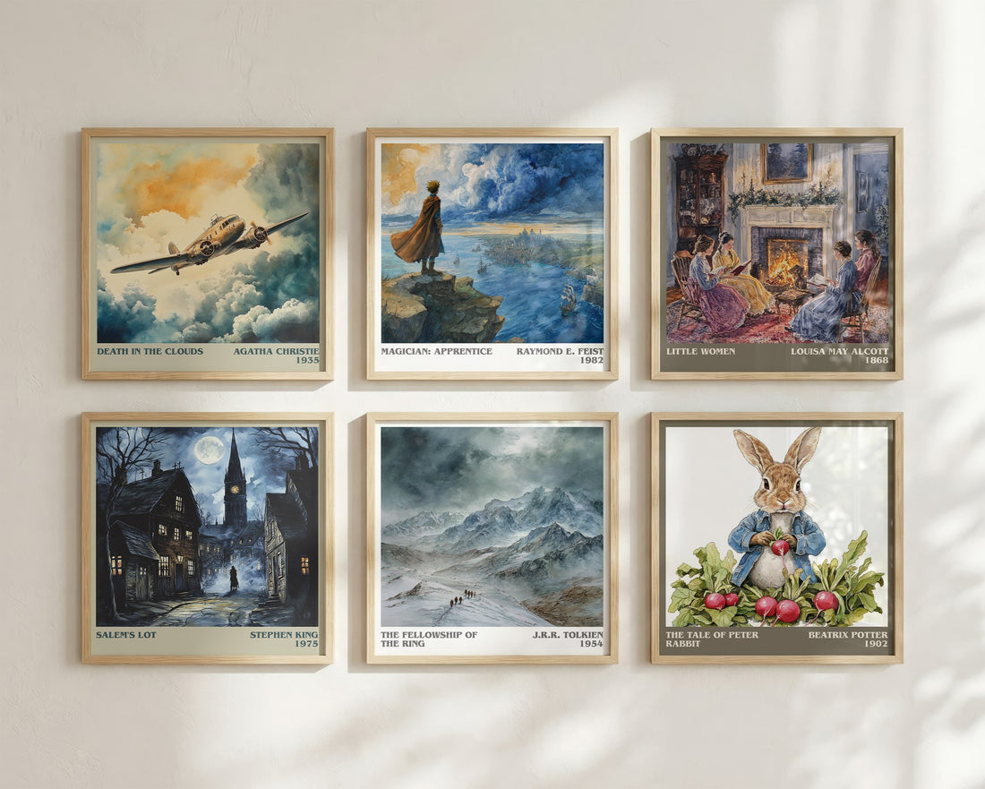The Fellowship Of The Ring Literary Art Print by J.R.R. Tolkien – square print in a six-frame gallery wall