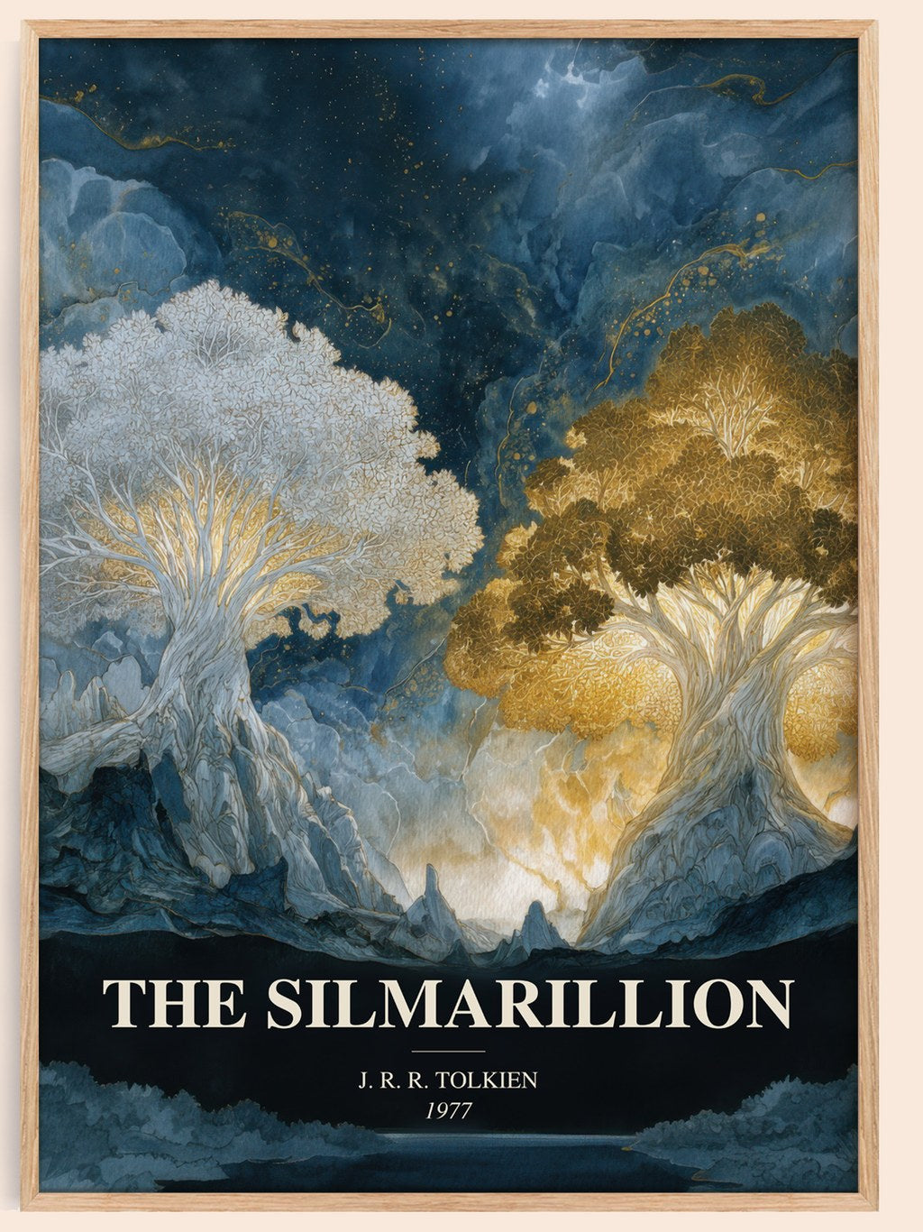 The Silmarillion watercolour book poster by J. R. R. Tolkien – framed literary art print