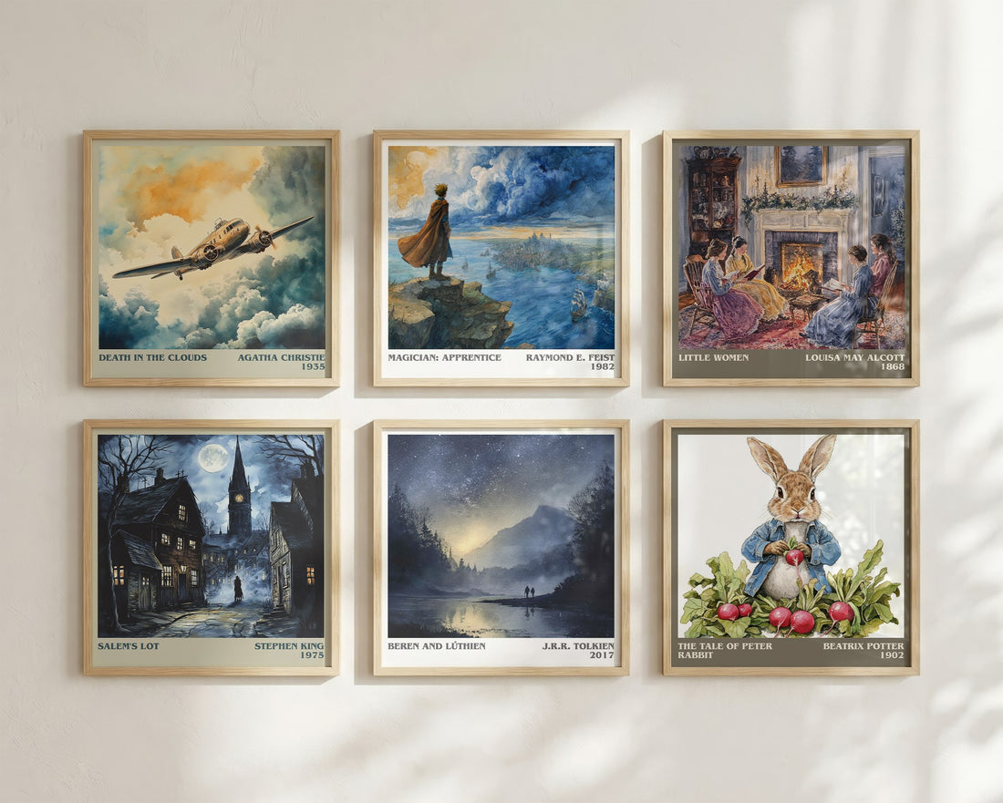 Beren and Lúthien Literary Art Print by J. R. R. Tolkien – square print in a six-frame gallery wall