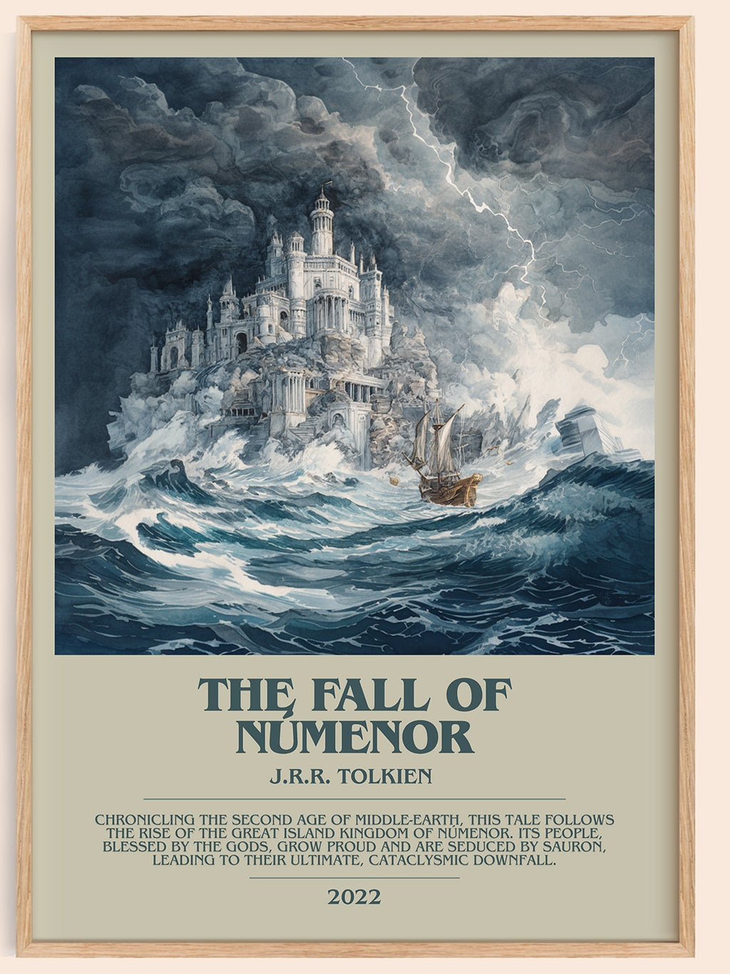 The Fall Of Númenor bookish book poster by J.R.R. Tolkien – framed literary art print