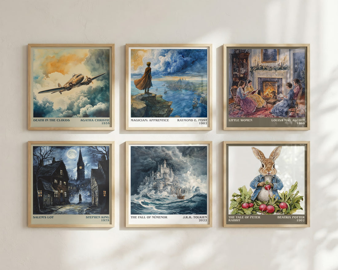 The Fall Of Númenor Literary Art Print by J.R.R. Tolkien – square print in a six-frame gallery wall