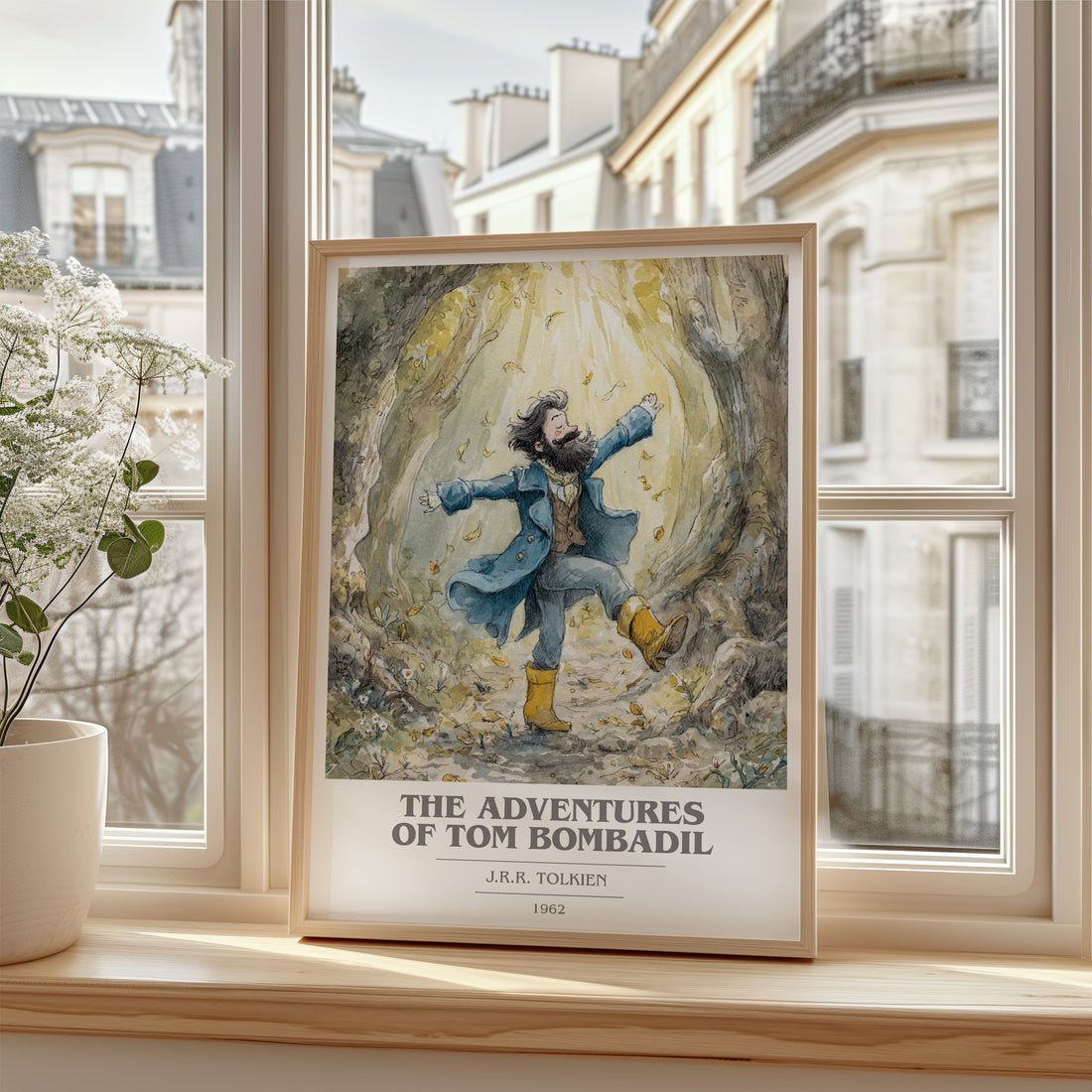 The Adventures of Tom Bombadil Book Cover Poster by J. R. R. Tolkien – framed print by a bright window