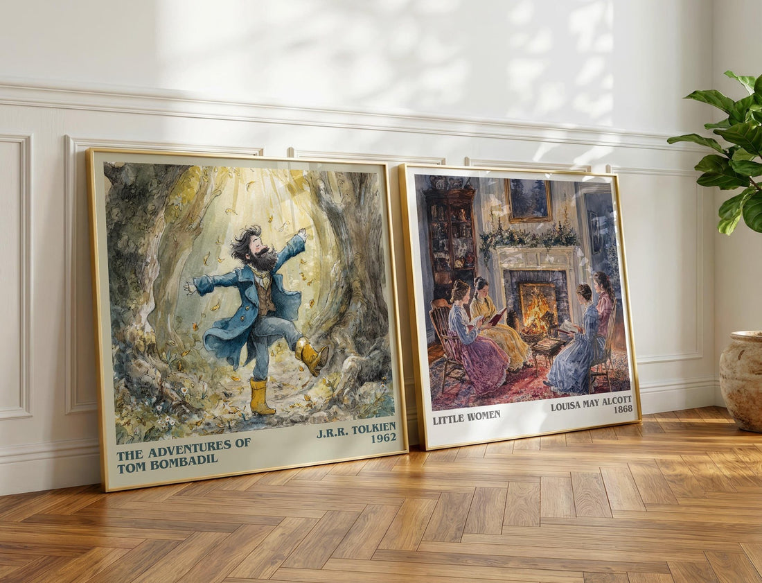 The Adventures of Tom Bombadil Literary Art Print by J. R. R. Tolkien – large square framed print leaning against a wall