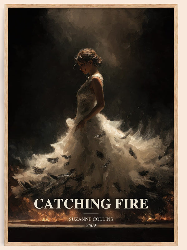 Catching Fire watercolour book poster by Suzanne Collins – framed literary art print