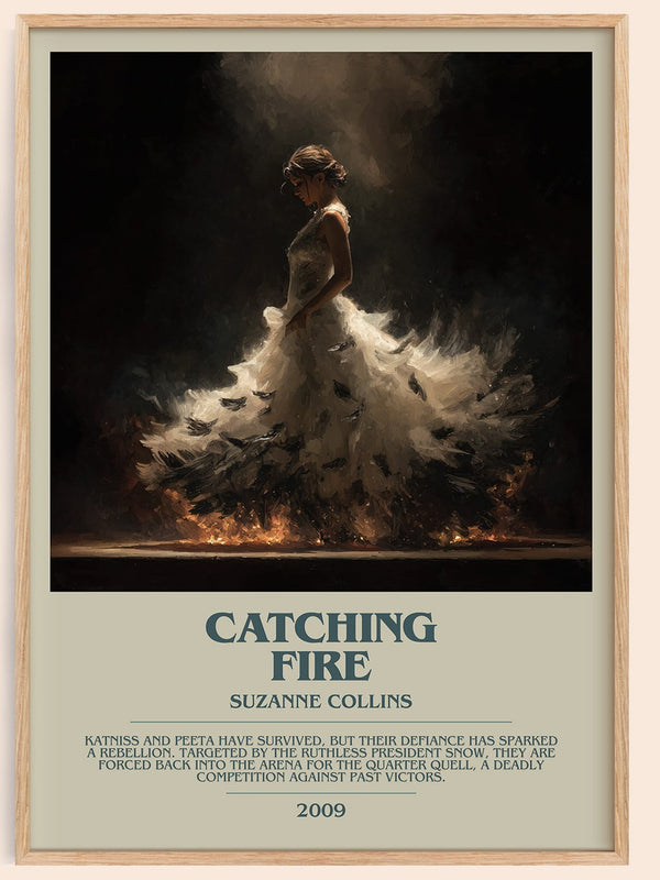 Catching Fire bookish book poster by Suzanne Collins – framed literary art print