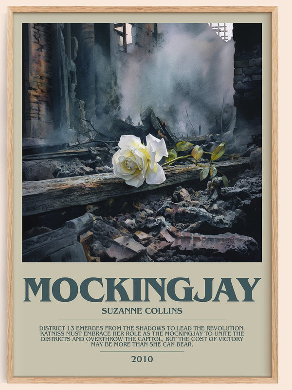 Mockingjay bookish book poster by Suzanne Collins – framed literary art print