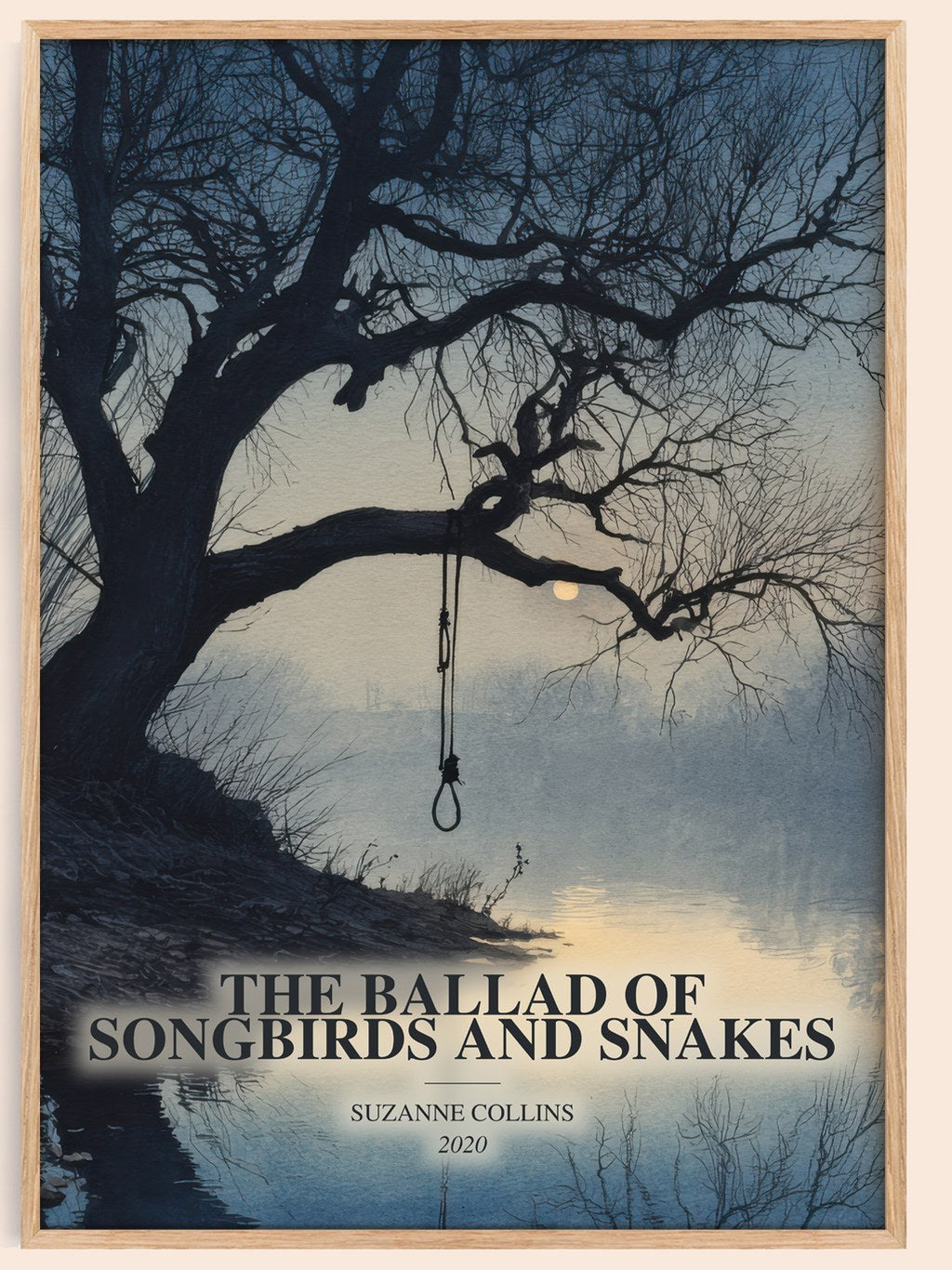 The Ballad Of Songbirds And Snakes watercolour book poster by Suzanne Collins – framed literary art print