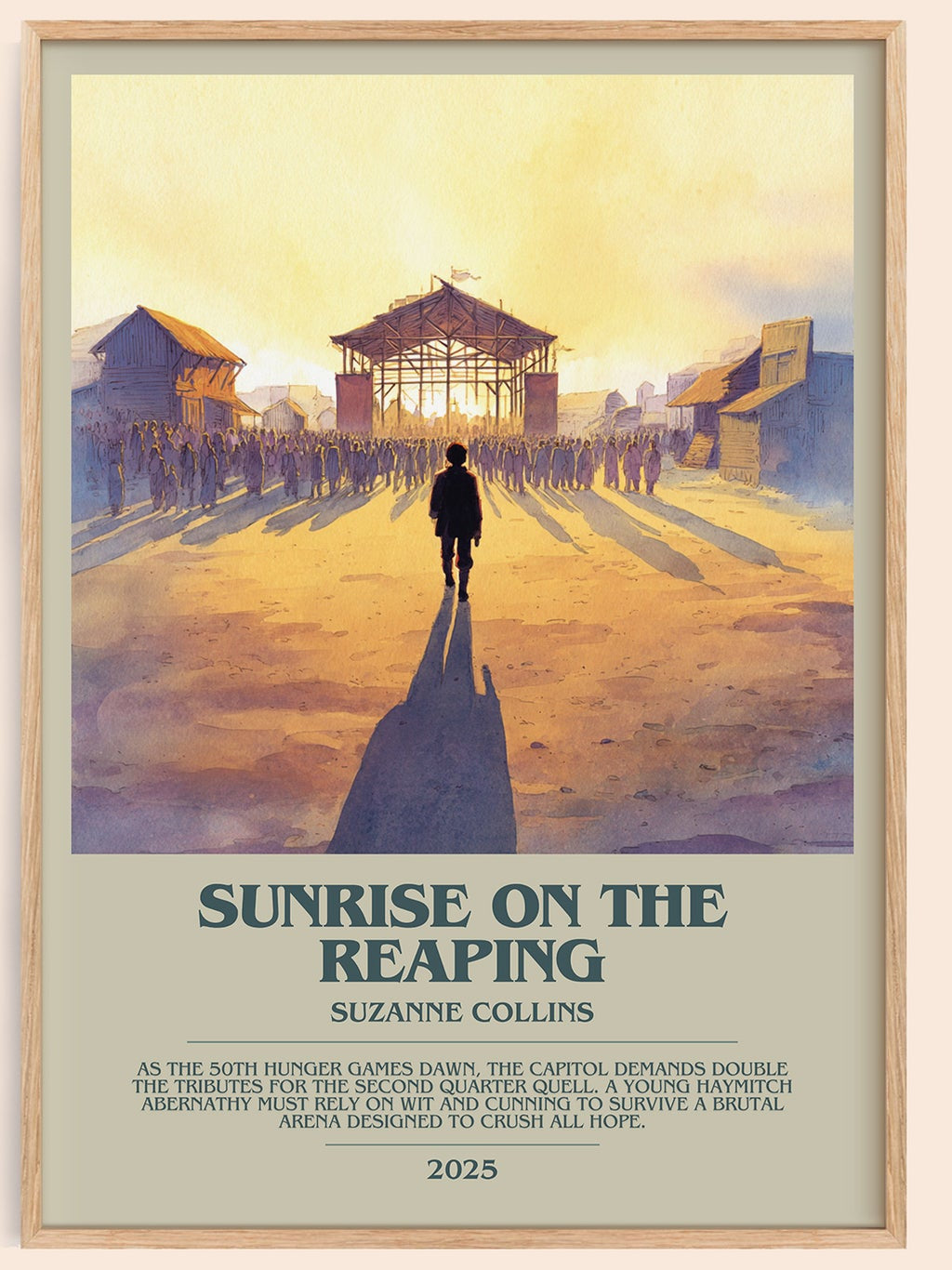 Sunrise on the Reaping bookish book poster by Suzanne Collins – framed literary art print