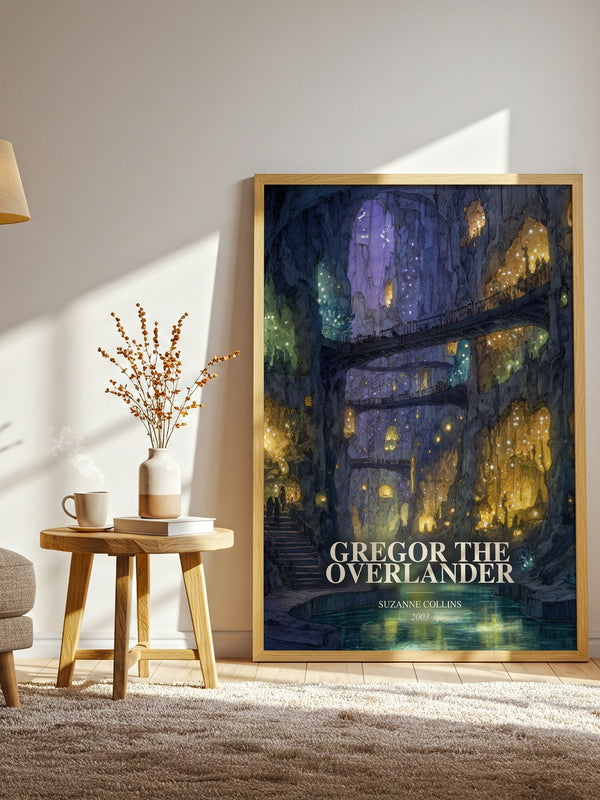 Gregor The Overlander watercolour print in frame leaning in hallway – fantasy wall art