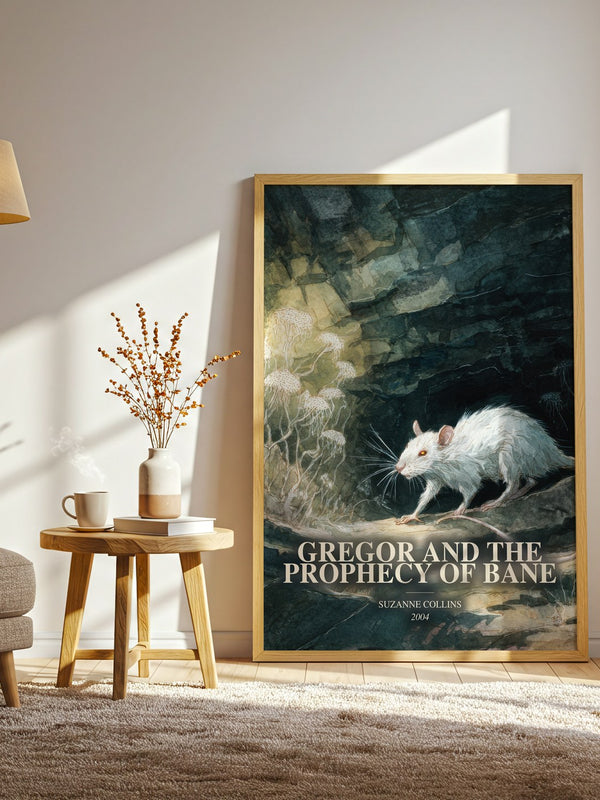 Gregor And The Prophecy Of Bane watercolour print in frame leaning in hallway – fantasy wall art