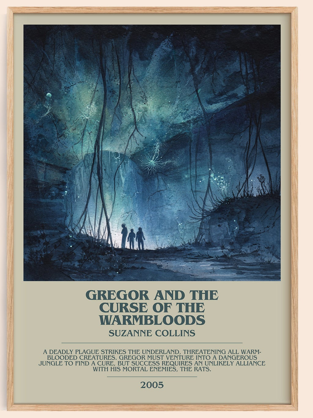Gregor and the Curse of the Warmbloods bookish book poster by Suzanne Collins – framed literary art print