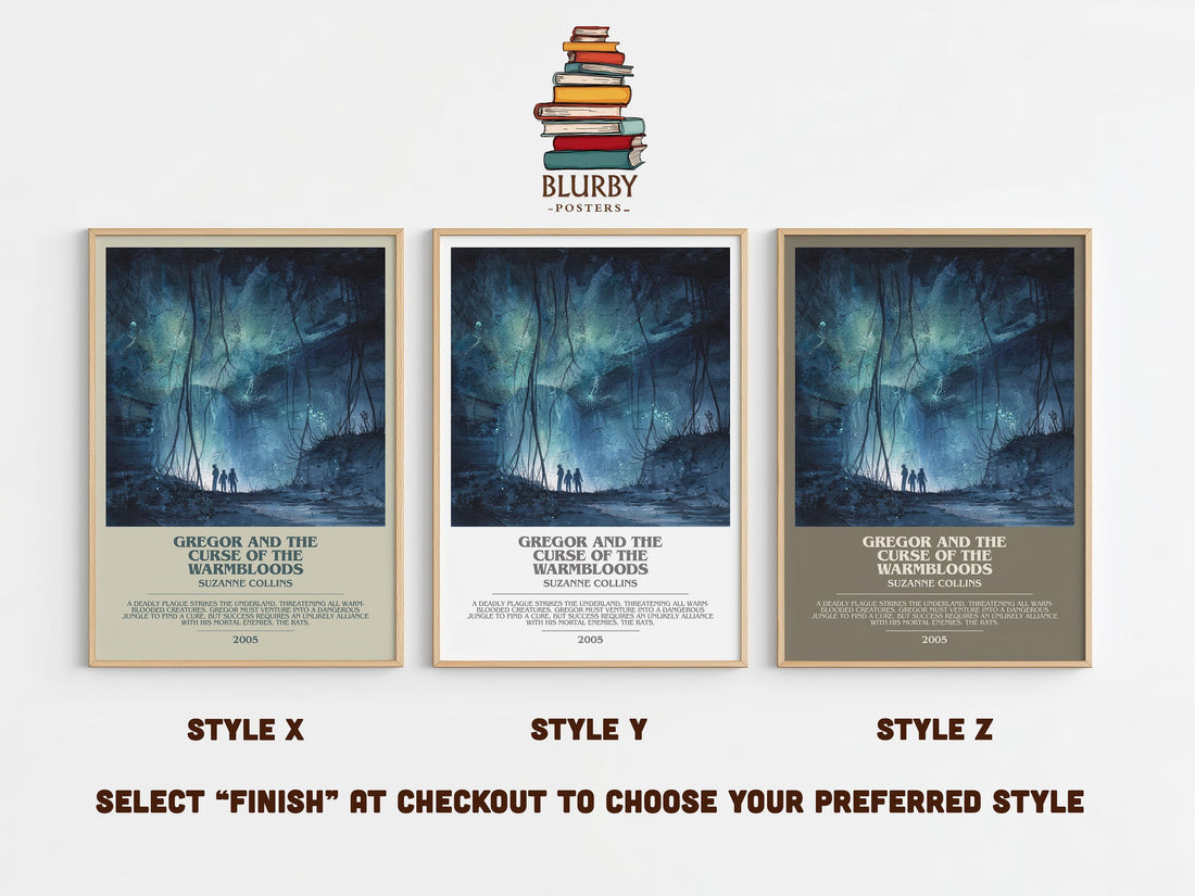 Gregor and the Curse of the Warmbloods bookish print in frame leaning in hallway – fantasy wall art (mockup)