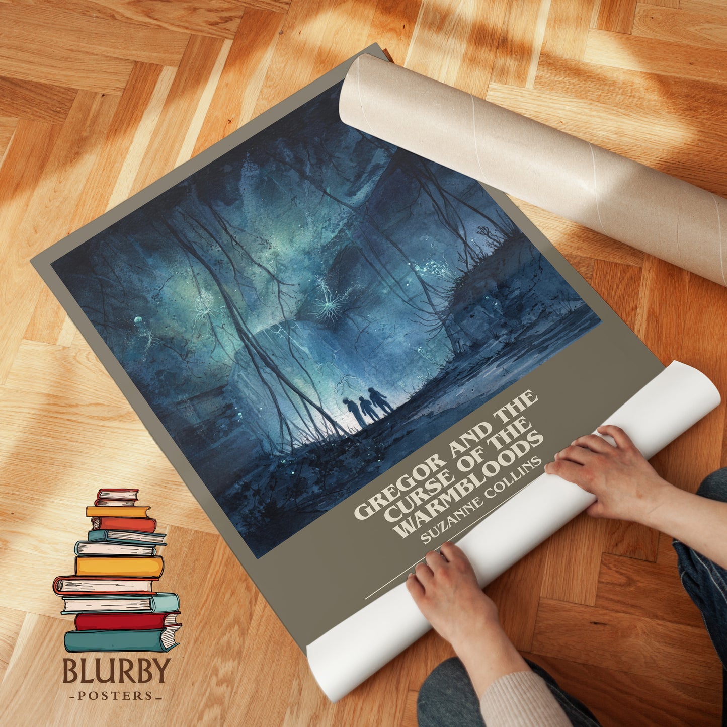 Gregor and the Curse of the Warmbloods bookish print on bookshelf – Suzanne Collins fan gift