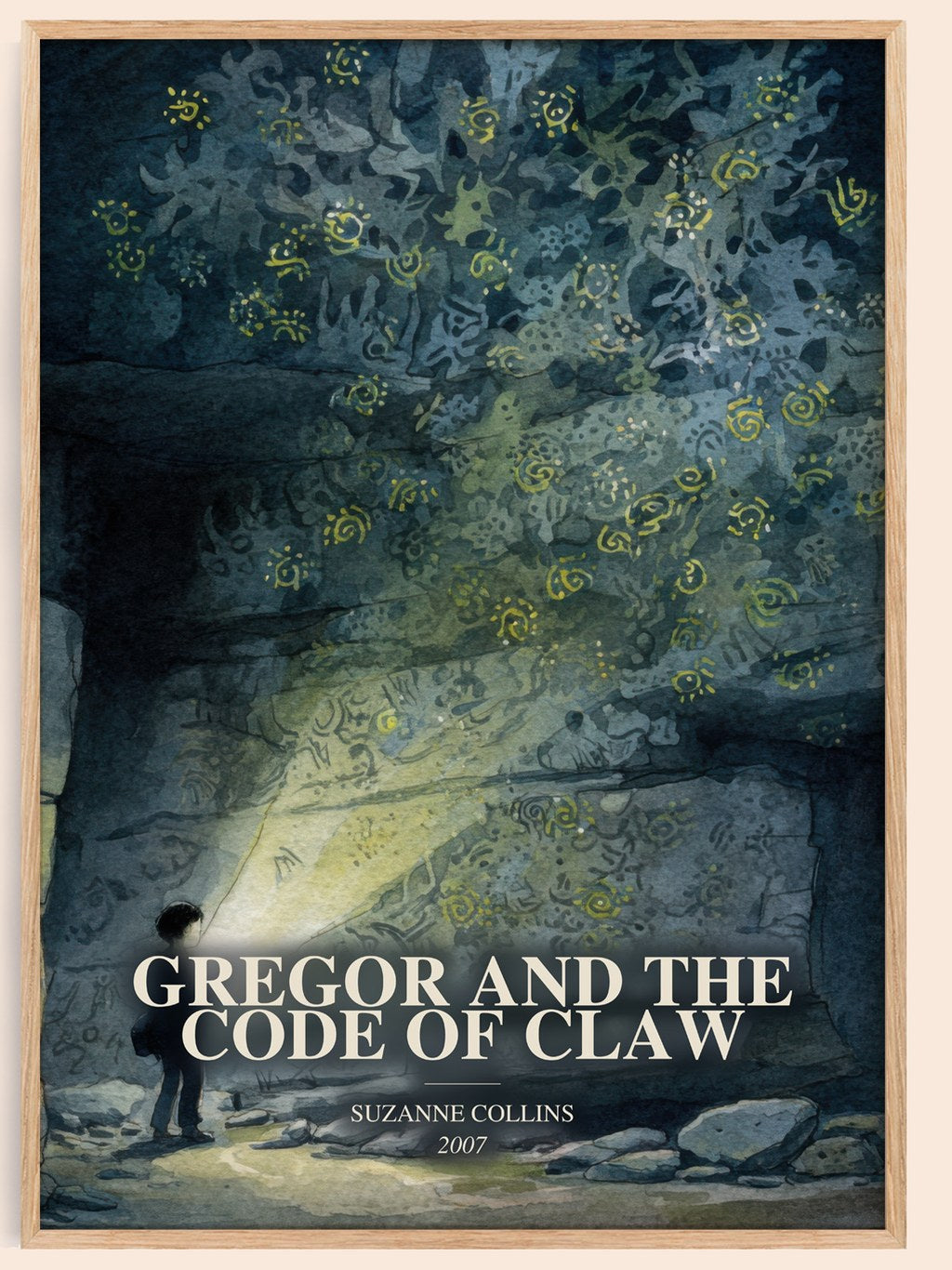 Gregor And The Code Of Claw watercolour book poster by Suzanne Collins – framed literary art print