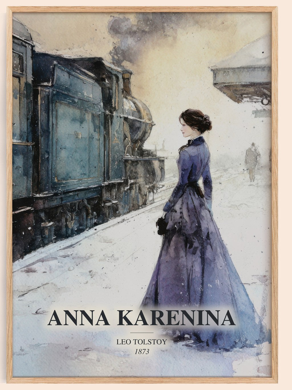 Anna Karenina watercolour book poster by Leo Tolstoy – framed literary art print