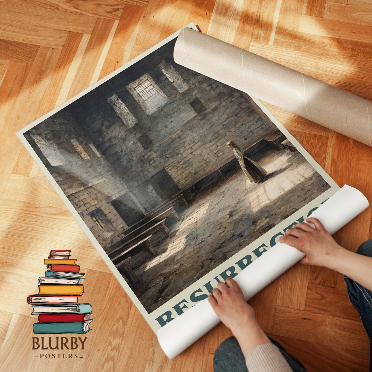 Resurrection book cover print on bookshelf – Leo Tolstoy fan gift