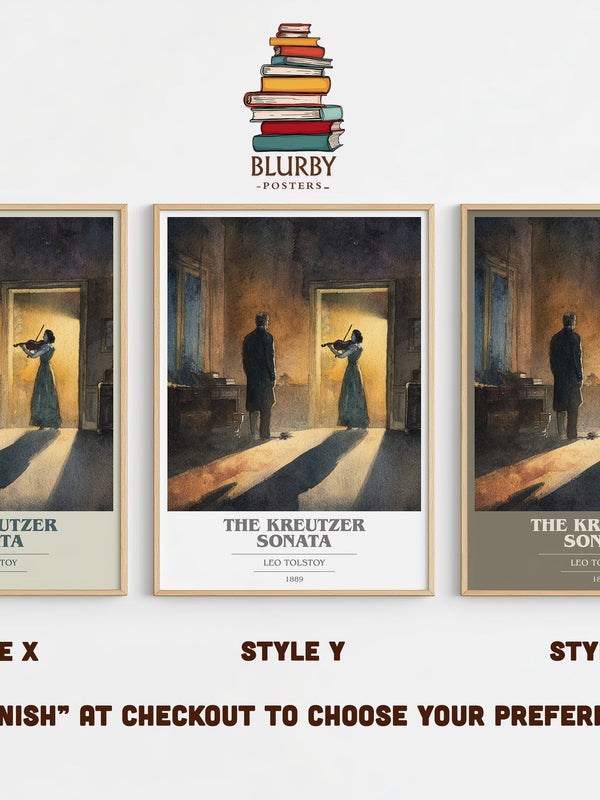 The Kreutzer Sonata book cover print in frame leaning in hallway – classic literature wall art
