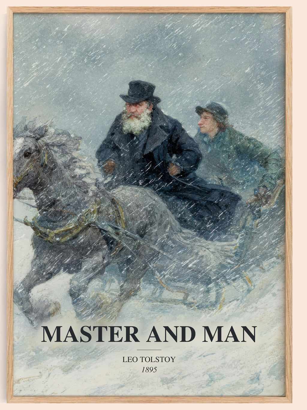 Master And Man watercolour book poster by Leo Tolstoy – framed literary art print