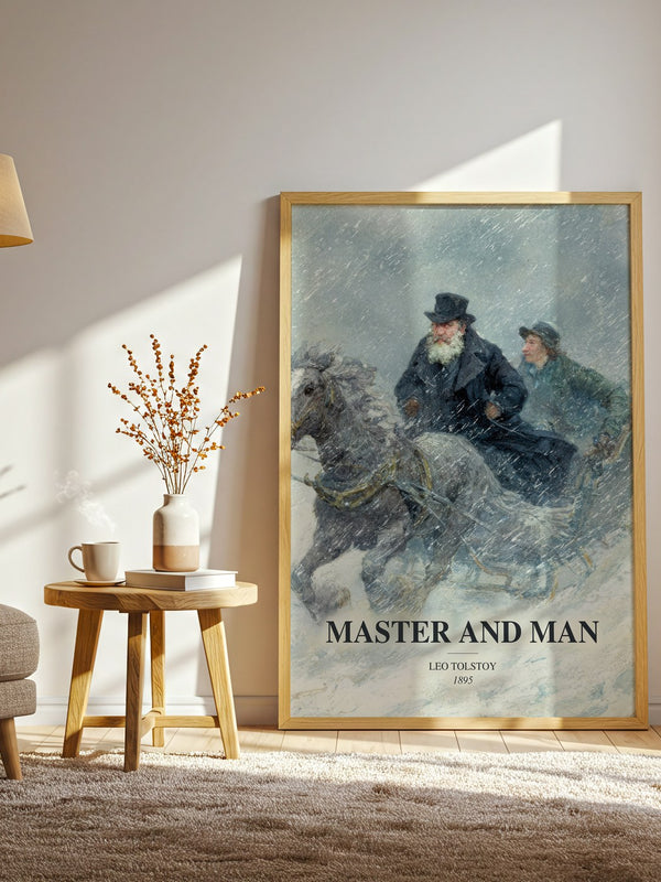 Master And Man watercolour print in frame leaning in hallway – classic literature wall art