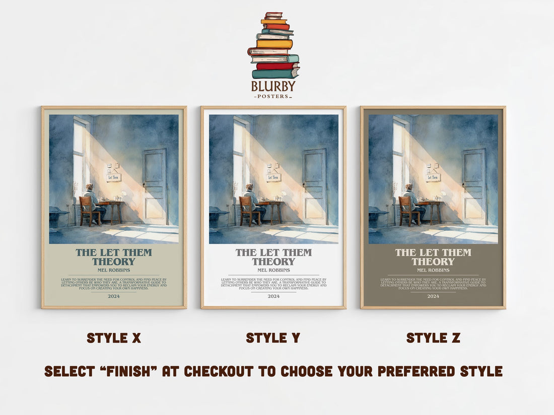 The Let Them Theory bookish print in frame leaning in hallway – classic literature wall art (mockup)