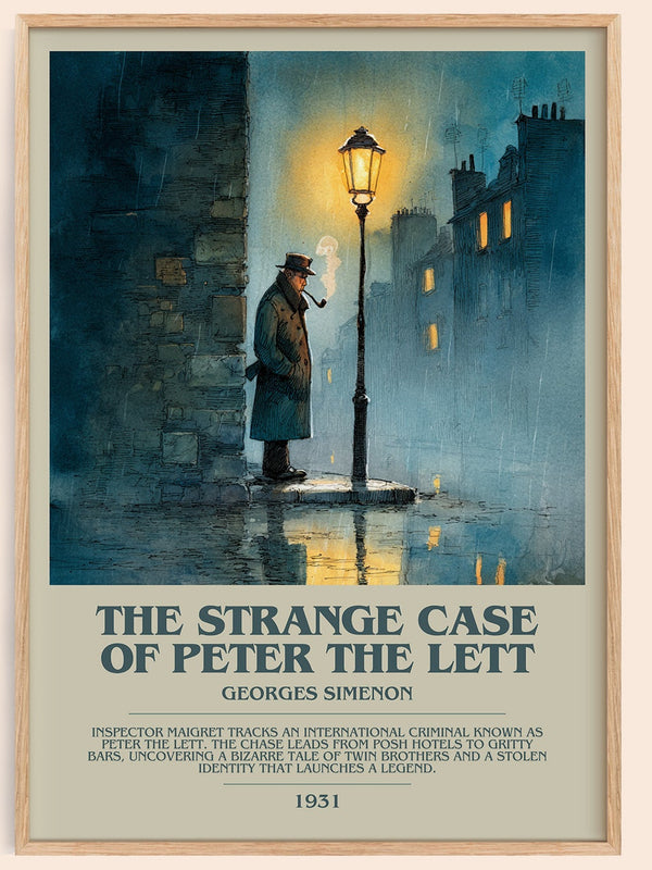The Strange Case of Peter the Lett bookish book poster by Georges Simenon – framed literary art print