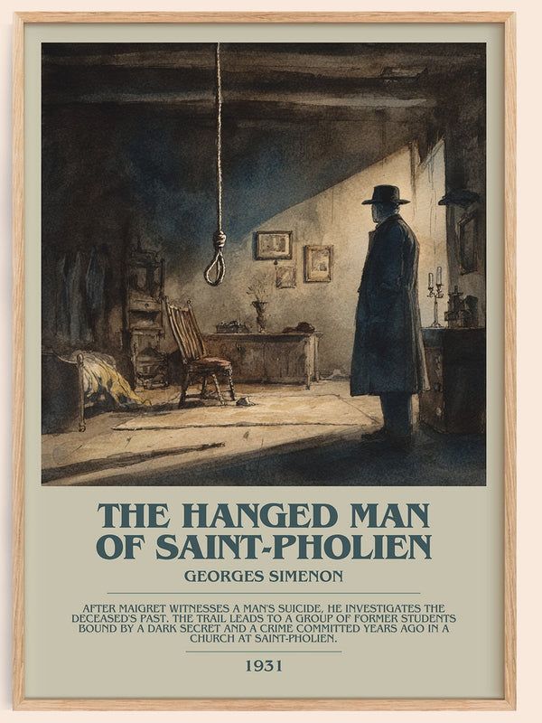 The Hanged Man Of Saint-Pholien bookish book poster by Georges Simenon – framed literary art print