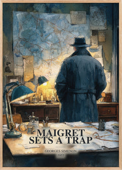 Maigret Sets A Trap Book Watercolour Illustration by Georges Simenon