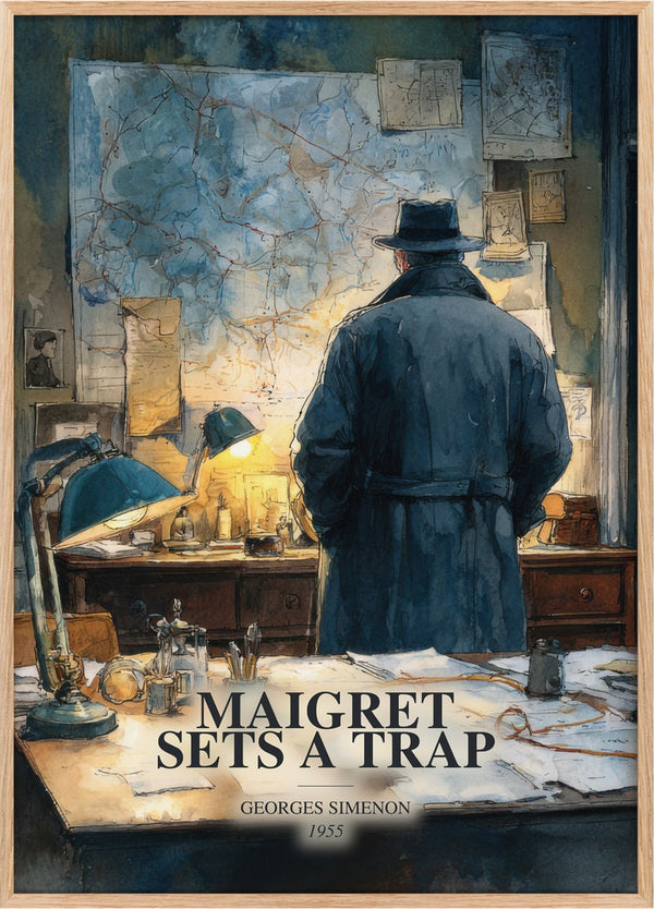 Maigret Sets A Trap Book Watercolour Illustration by Georges Simenon