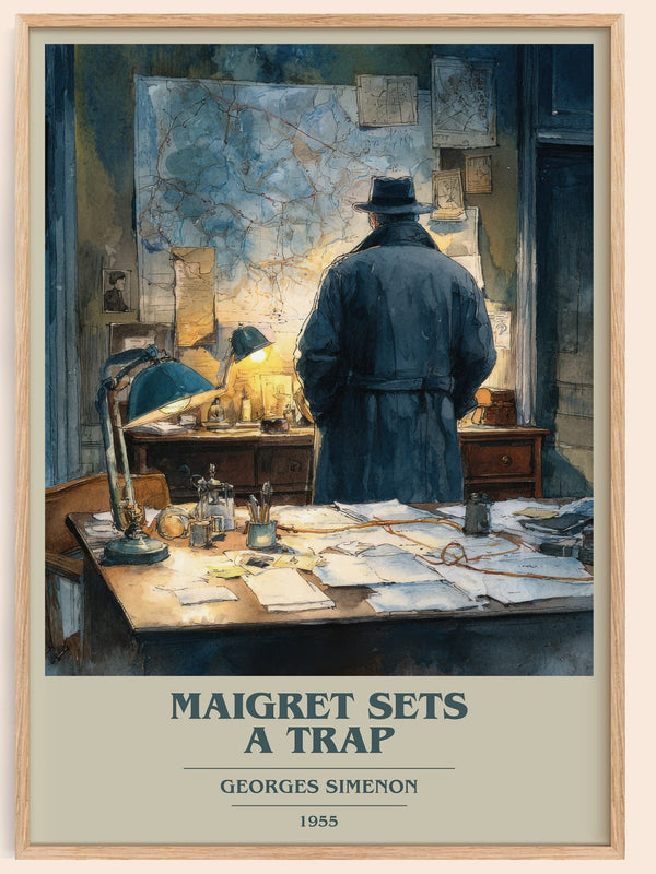 Maigret Sets a Trap Book Cover Poster by Georges Simenon – framed poster